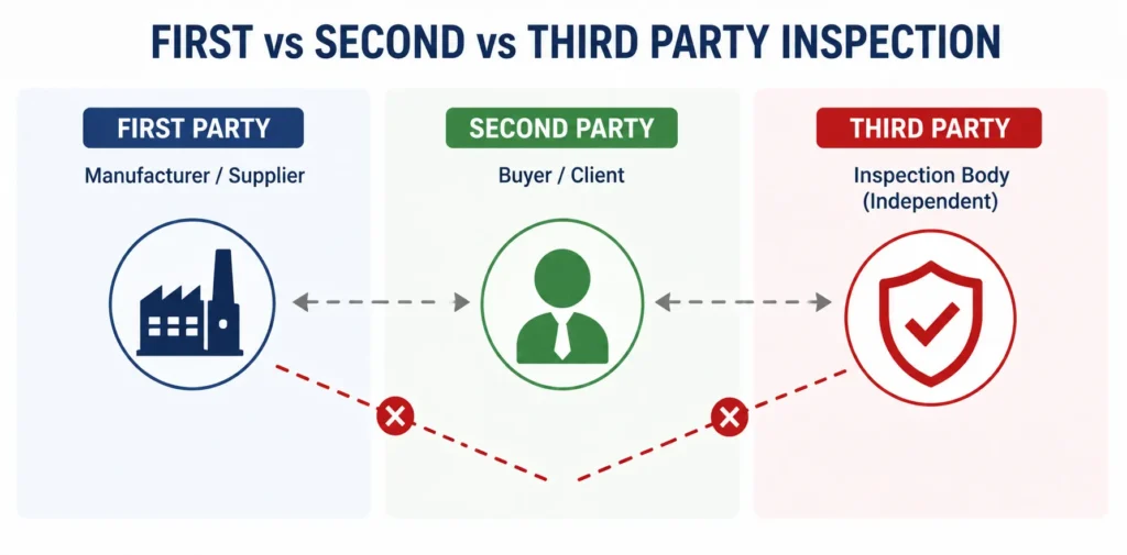 First party vs second party vs third party inspection comparison India business guide