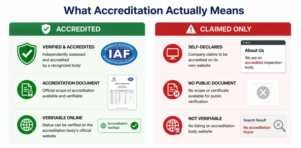 Accredited inspection body vs claimed accreditation what the difference looks like for Indian buyers