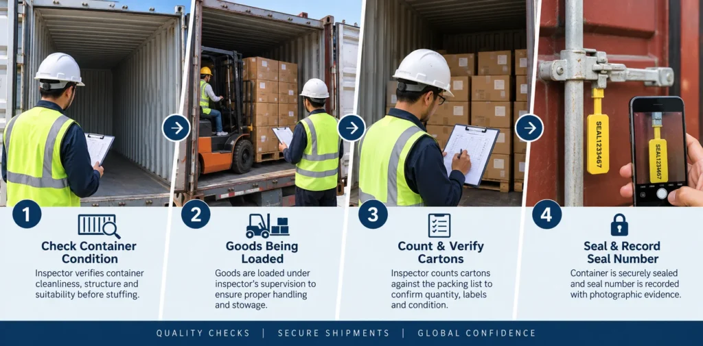 Container loading inspection process India what happens during third party container stuffing supervision