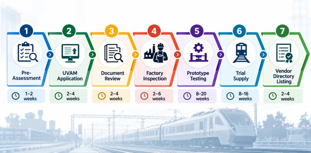RDSO vendor approval process India 7 stages from application to approved vendor directory listing for railway suppliers
