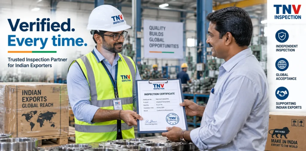 TNV third party inspection India UAF accredited Type A inspection body certificate for Indian exporters and manufacturers